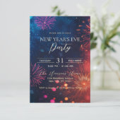 Farbenfrohe Feuerwerke - Silvester-Party Einladung (Stehend Vorderseite)