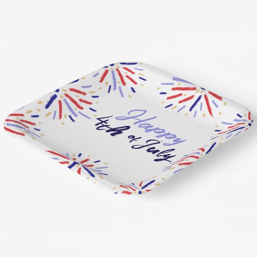 Farbenfrohe Feuerwerkskörper 4. Juli Feier Pappteller (Gewinkelt)