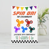 Farbenfrohe Fidget Spinner Kindergeburtstag Party  Einladung (Stehend Vorderseite)