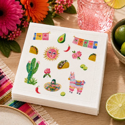 Farbenfrohe Fiesta-Aquarell Serviette