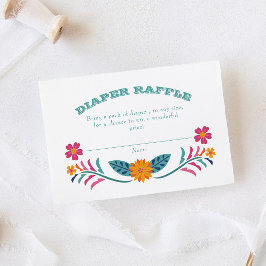 Farbenfrohe Fiesta Baby Dusche Windeln Raffle Tick Visitenkarte