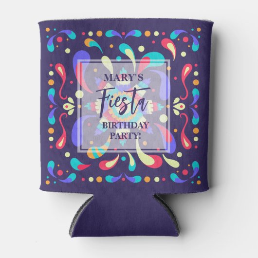 Farbenfrohe Fiesta Blue Dosenkühler (Vorderseite)