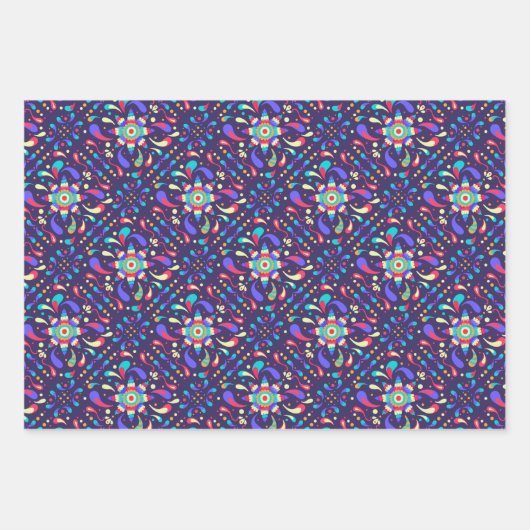 Farbenfrohe Fiesta Blue Geschenkpapier Set (Vorderseite)