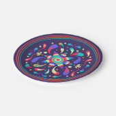 Farbenfrohe Fiesta Blue Pappteller (Schrägansicht)