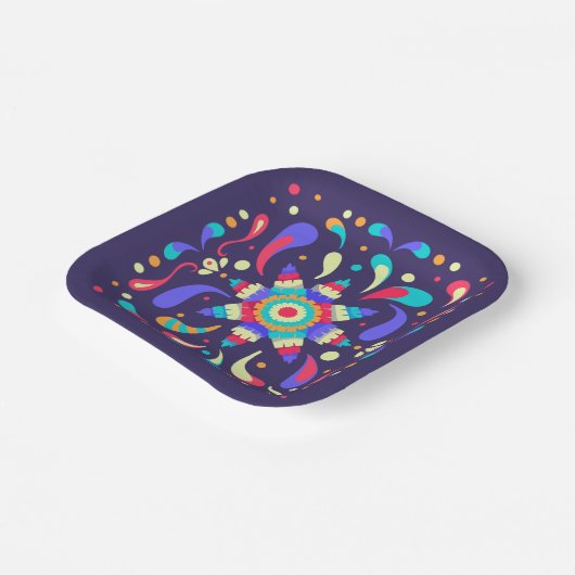 Farbenfrohe Fiesta Blue Pappteller (Gewinkelt)