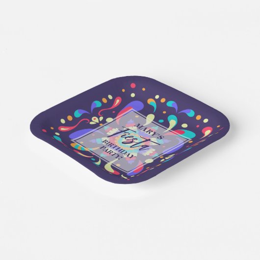 Farbenfrohe Fiesta Blue Pappteller (Gewinkelt)