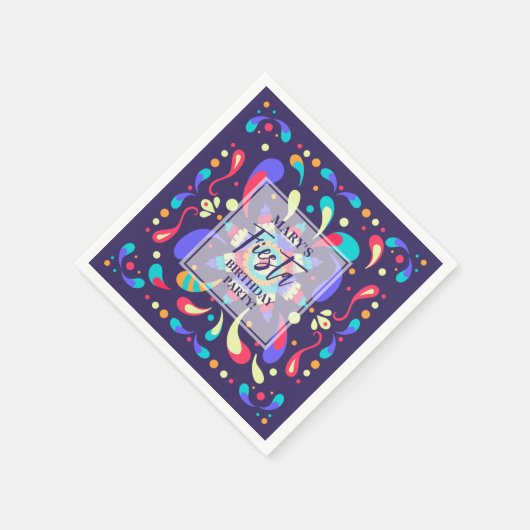 Farbenfrohe Fiesta Blue Serviette (Ecke)