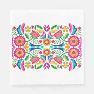 Farbenfrohe Fiesta-Blumen Serviette
