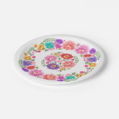 Farbenfrohe Fiesta Blumenmuster mexikanische Senor Pappteller (Schrägansicht)