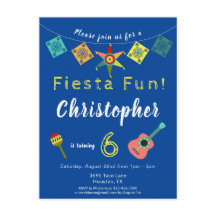 Farbenfrohe Fiesta Boys Geburtstagsfeier Einladung