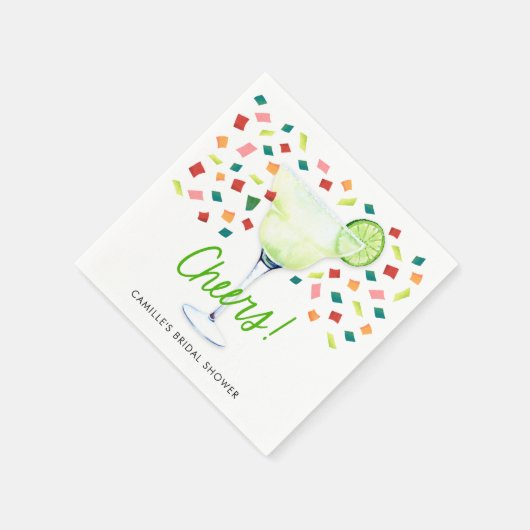 Farbenfrohe Fiesta Brautparty Cheers Serviette (Ecke)