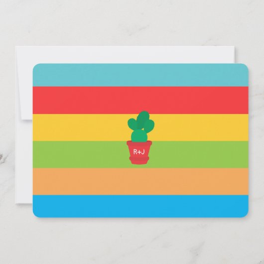 Farbenfrohe Fiesta Cactus Maracas Polterabend Einladung (Rückseite)