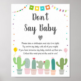 Farbenfrohe Fiesta Cactus Say Baby Game nicht Poster