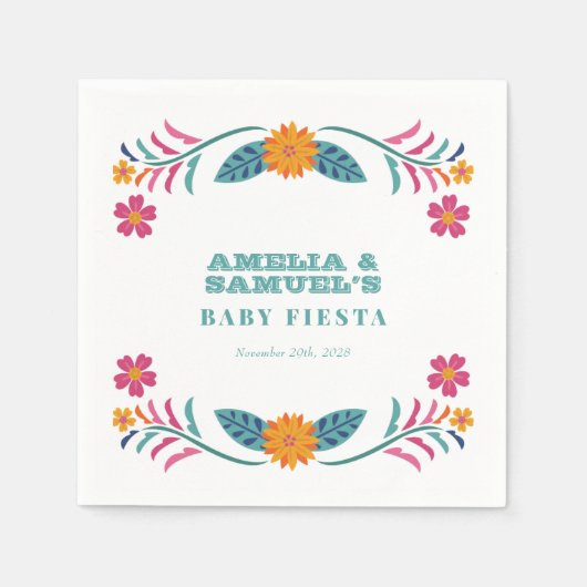 Farbenfrohe Fiesta Floral Baby Dusche Serviette (Vorderseite)
