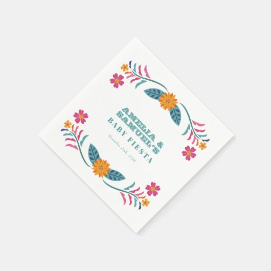 Farbenfrohe Fiesta Floral Baby Dusche Serviette (Ecke)