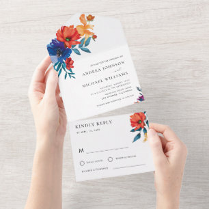Farbenfrohe Fiesta Florale Mexikanische Antwort Ho All In One Einladung
