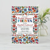 Farbenfrohe Fiesta Folk Brautparty Einladung (Stehend Vorderseite)