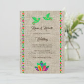 Farbenfrohe Fiesta Love Birds Mexican Wedding Einladung (Stehend Vorderseite)