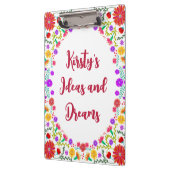 Farbenfrohe Fiesta mexikanische Blumenrahmen Klemmbrett (Links)