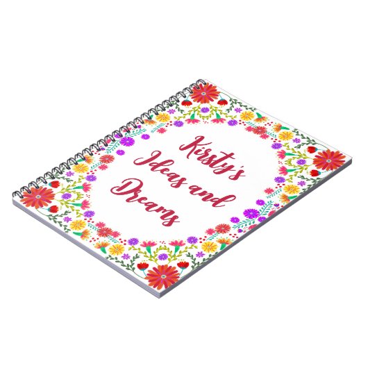 Farbenfrohe Fiesta mexikanische Blumenrahmen Notizblock (Linke Seite)