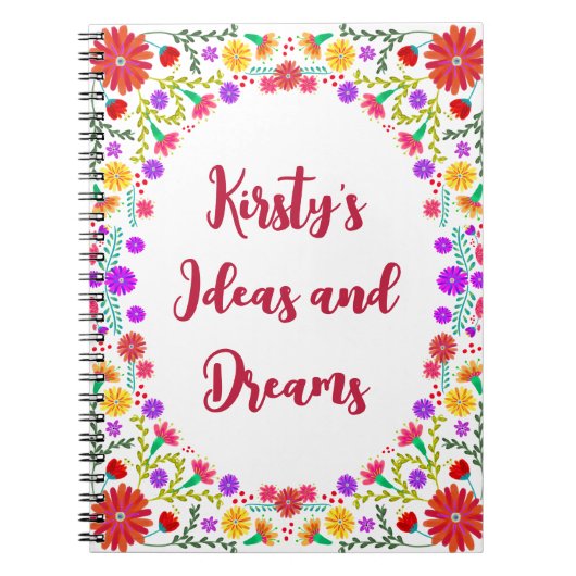 Farbenfrohe Fiesta mexikanische Blumenrahmen Notizblock (Vorderseite)