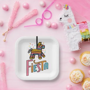 Farbenfrohe Fiesta Piñata Pappteller
