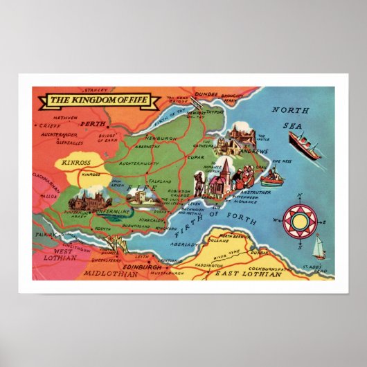 Farbenfrohe Fife Scotland Vintag Print Poster (Vorne)