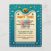 Farbenfrohe Filz-Kindergeburtstagseinladung Postkarte (Vorderseite)