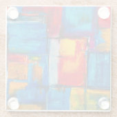 Farbenfrohe Fine Art Abstraktes Ölgemälde Glasuntersetzer (Rückseite)