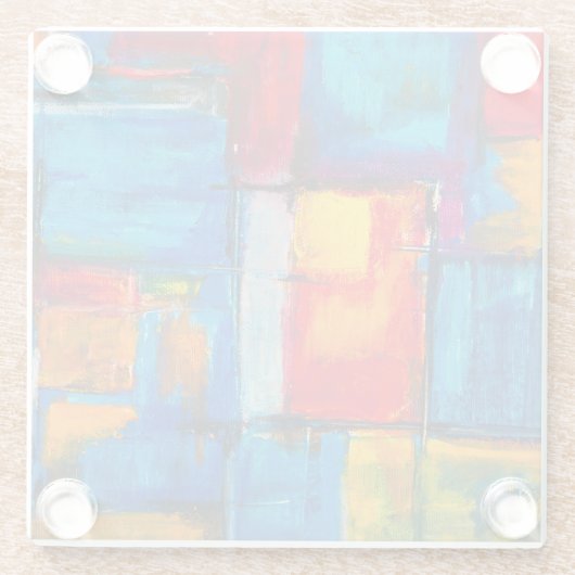 Farbenfrohe Fine Art Abstraktes Ölgemälde Glasuntersetzer (Rückseite)