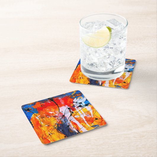 Farbenfrohe Fine Art Abstraktes Ölgemälde Rechteckiger Pappuntersetzer (Vor Ort)