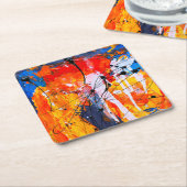 Farbenfrohe Fine Art Abstraktes Ölgemälde Rechteckiger Pappuntersetzer (angewinkelt)