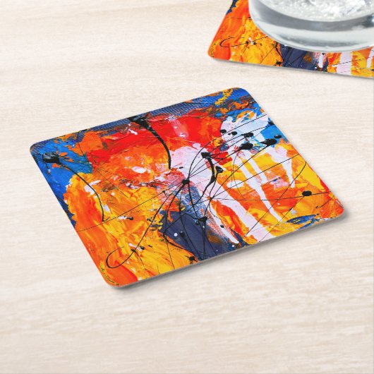 Farbenfrohe Fine Art Abstraktes Ölgemälde Rechteckiger Pappuntersetzer (angewinkelt)