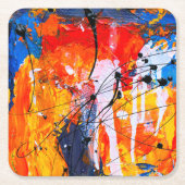 Farbenfrohe Fine Art Abstraktes Ölgemälde Rechteckiger Pappuntersetzer (Vorderseite)