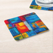 Farbenfrohe Fine Art Abstraktes Ölgemälde Rechteckiger Pappuntersetzer (angewinkelt)