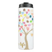 Farbenfrohe Fingerabdruckbaum "Celebrate Life" Her Thermosbecher (Vorderseite)