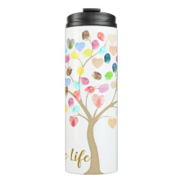 Farbenfrohe Fingerabdruckbaum "Celebrate Life" Her Thermosbecher