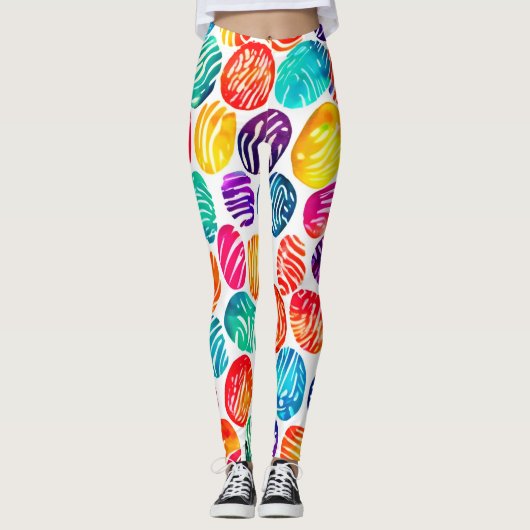 Farbenfrohe Fingerabdruckkunst Leggings (Vorderseite)