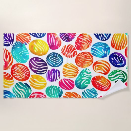 Farbenfrohe Fingerabdruckkunst Strandtuch (Vorderseite)