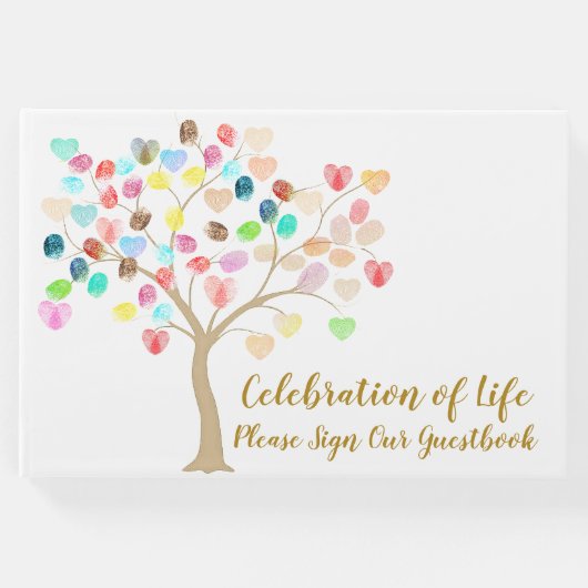 Farbenfrohe Fingerabdruckstruktur mit Herz fügen F Gästebuch (Vorderseite)