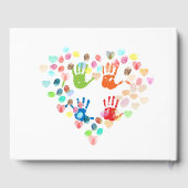 Farbenfrohe Fingerabdruckstruktur mit Herz fügen F Gästebuch (Rückseite)