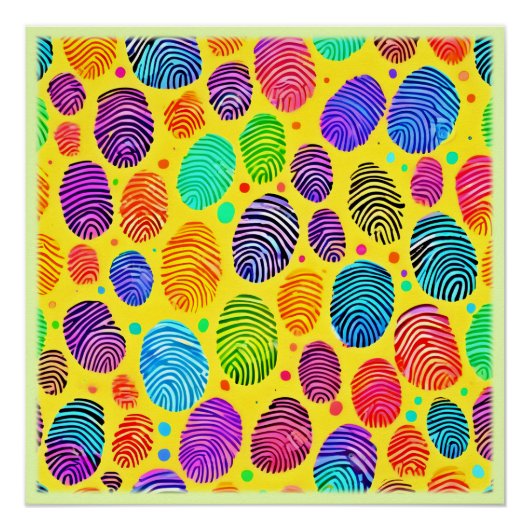 Farbenfrohe Fingerprint-Symphonie Poster (Vorderseite)