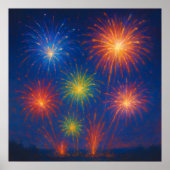 Farbenfrohe Fireworks-Anzeige - Pastellfarben-Mals Poster (Vorne)