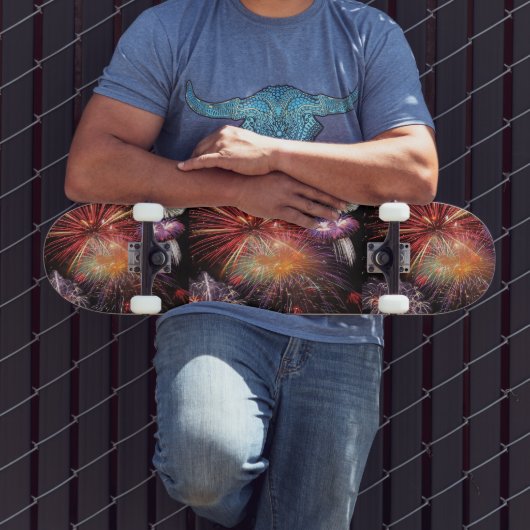Farbenfrohe Fireworks-Anzeigemuster Skateboard (Außenbereich 3)