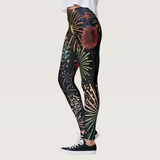 Farbenfrohe Fireworks Grafikdesign Leggings (Links)