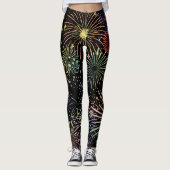 Farbenfrohe Fireworks Grafikdesign Leggings (Vorderseite)