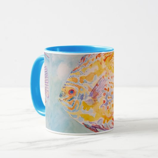 Farbenfrohe Fisch-Meeresmuster Aquarellkaffee Tass Tasse (Vorderseite Links)
