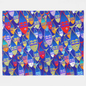 Farbenfrohe Fische Art Deco Design Fleecedecke (Vorderseite (Horizontal))