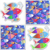 Farbenfrohe Fische Design Aufkleber (Vorderseite)