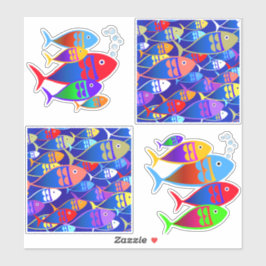 Farbenfrohe Fische Design Aufkleber